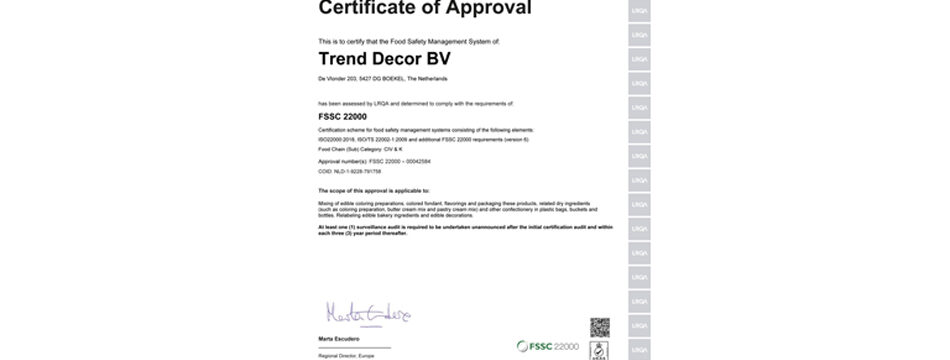 FSSC22000 certificaat