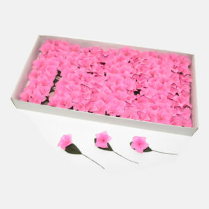 Roze bloemetjes met blaadje op draad - 144 stuks